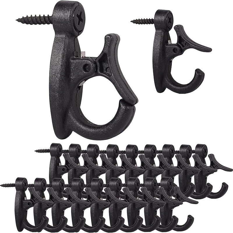 Lewufe Outdoor String Lights Hooks  Screw Hooks for Hanging Christmas Lights  Light Hanger Hooks for Patio Lights  Light Wire and Plants - Black  20 Pack - Image 1